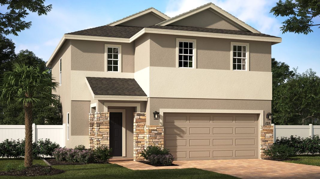 Elevation 2 with Optional Stone | Gasparilla | Eagletail Landings | New Homes In Leesburg, FL | Landsea Homes