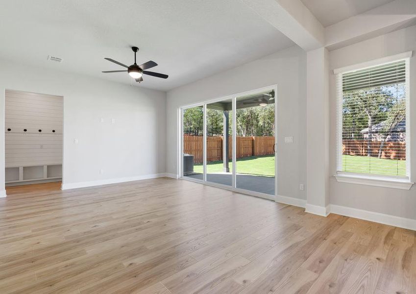 The family room has a great sliding door.