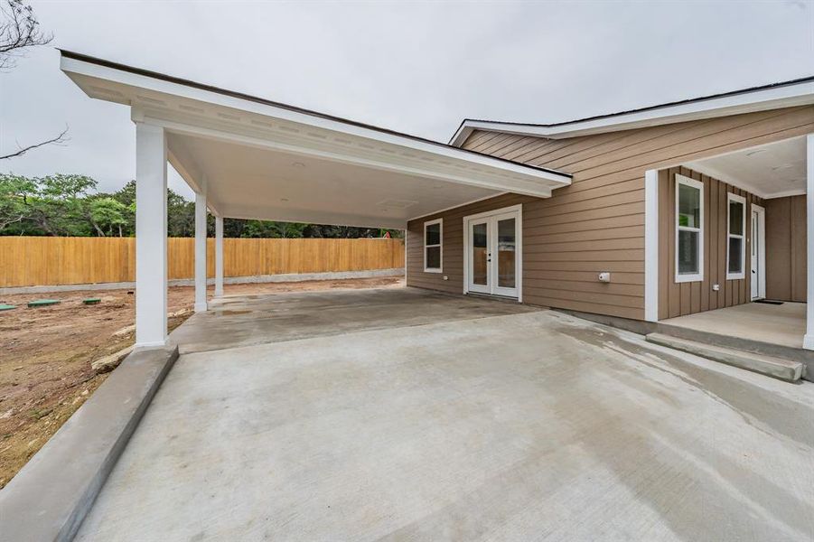 View of patio with french doors