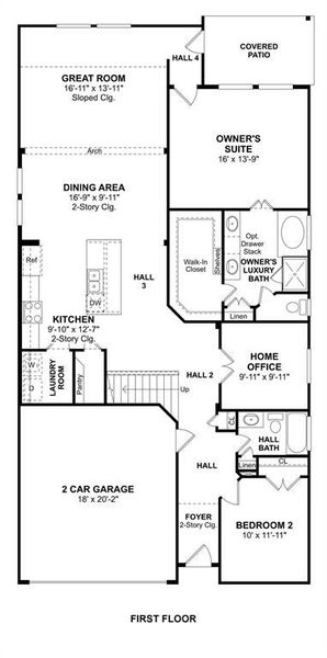 The Elmore floor plan by K. Hovnanian Homes. 1st Floor Shown. *Prices, plans, dimensions, features, specifications, materials, and availability of homes or communities are subject to change without notice or obligation.