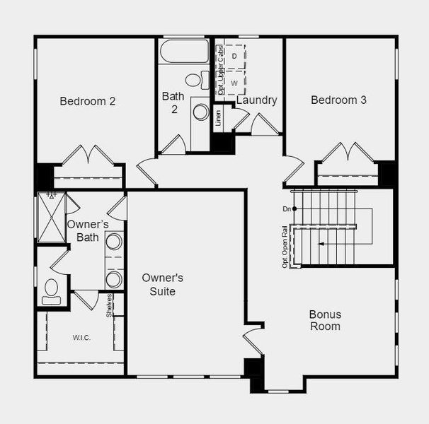 Structural options include: Horizontal railing, dedicated 50 amp/240 v circuit for future car charger and pre-plumb for future water softener.