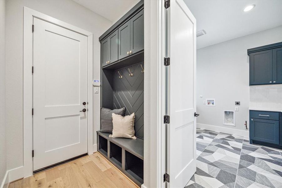 Mud room and a peek at the laundry room