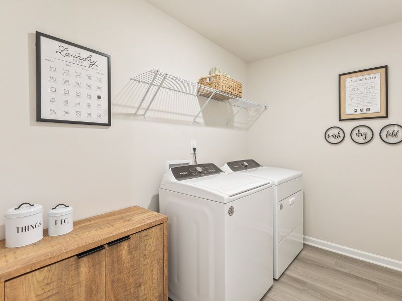 Laundry room in the Chatham floorplan at a Meritage Homes community in Angier, NC.