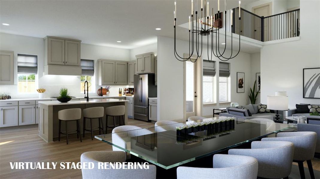 With the perfect open concept design, entertaining is a breeze in our Gabriel floor plan.  VIRTUALLY STAGED RENDERING