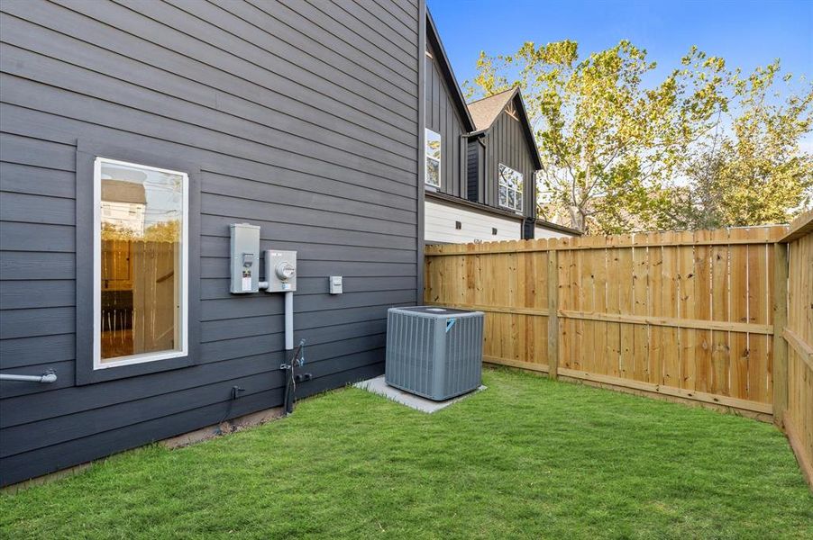 Fully fenced backyard.