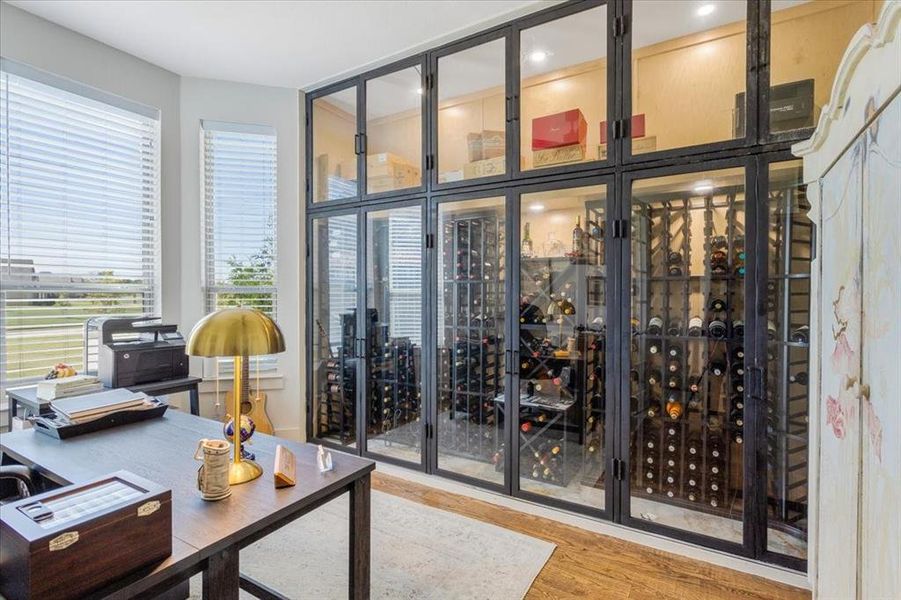 Wine room featuring hardwood / wood-style floors