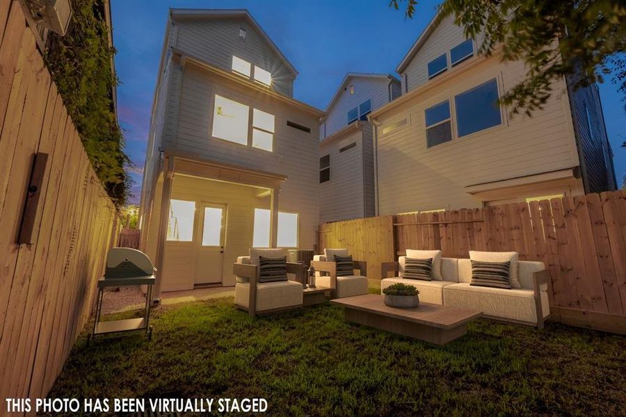 Enjoy the evening outddors with your family and friends in the complete privacy of your own backyard.