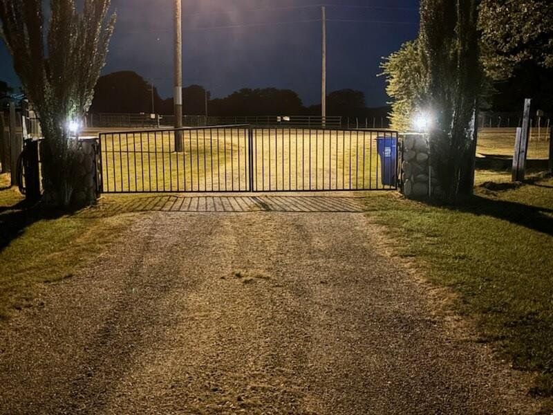 Entrance at night with lighting