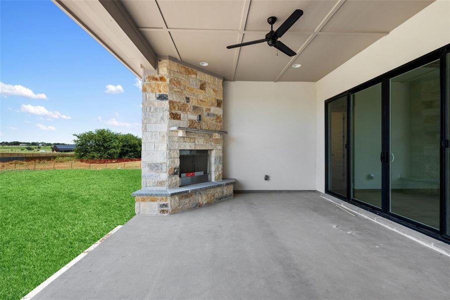 Extended patio with Fireplace