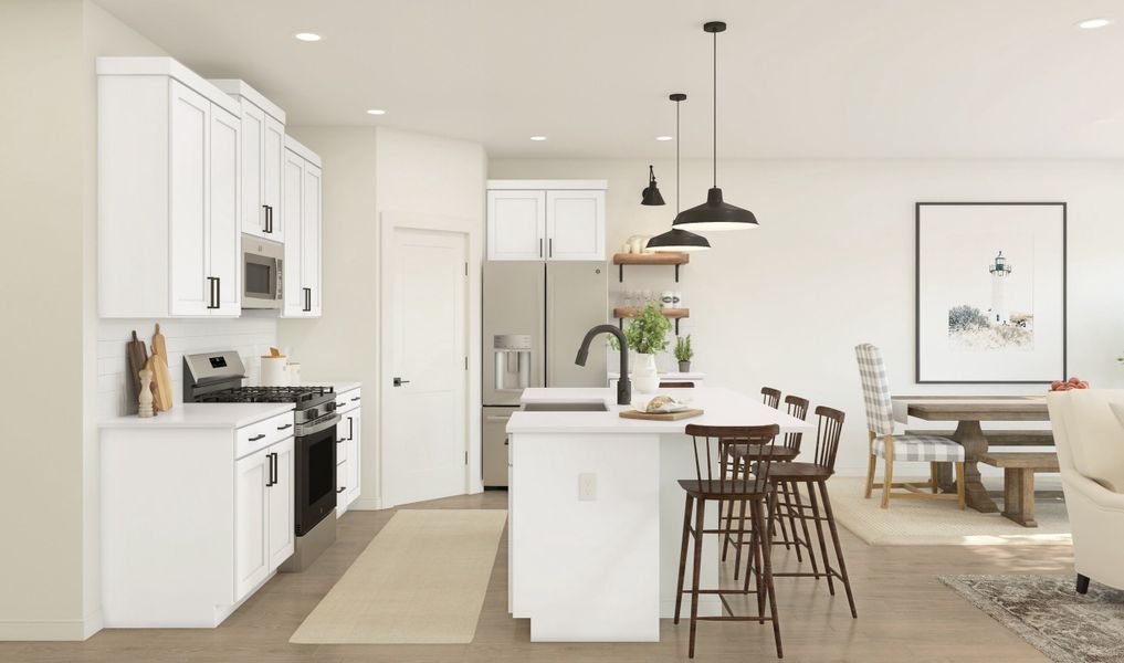 White cabinets and matte black finishes