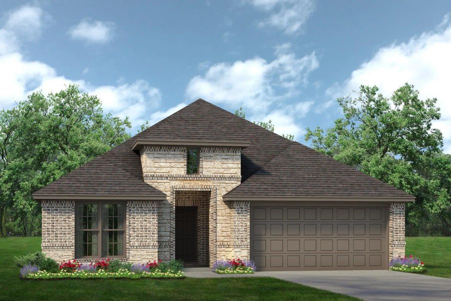 Elevation B with Stone | Concept 2186 at Summer Crest in Fort Worth, TX by Landsea Homes