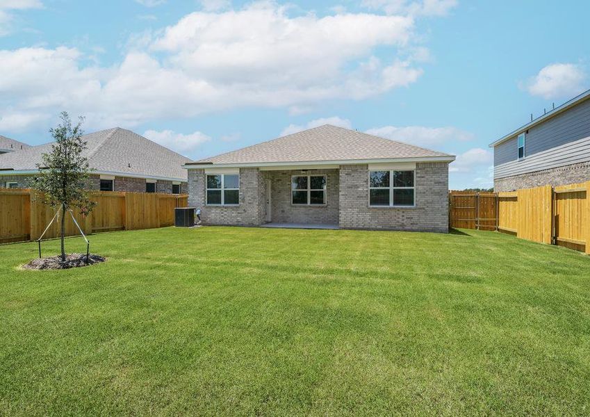 The back yard of the Blanco plan is fully fenced.