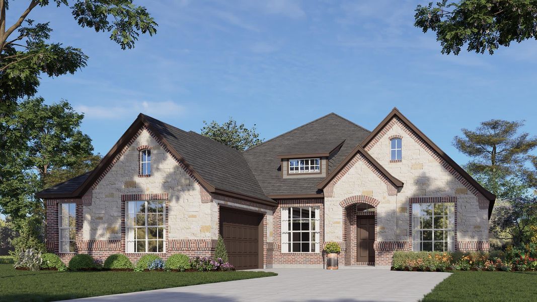Elevation B with Stone | Concept 2370 at Villages of Walnut Grove in Midlothian, TX by Landsea Homes