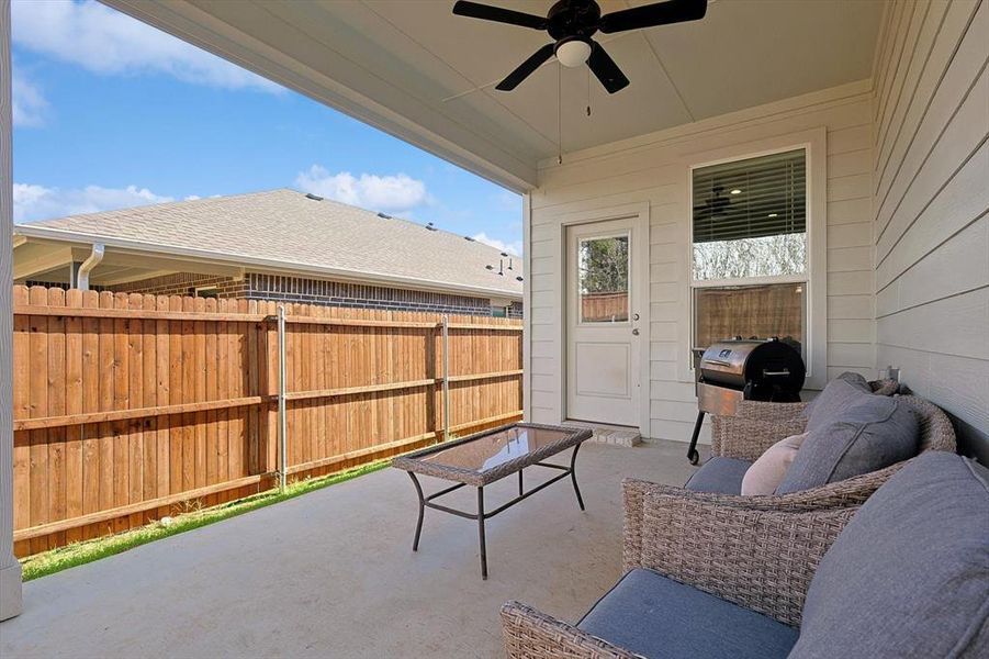 Covered private back patio