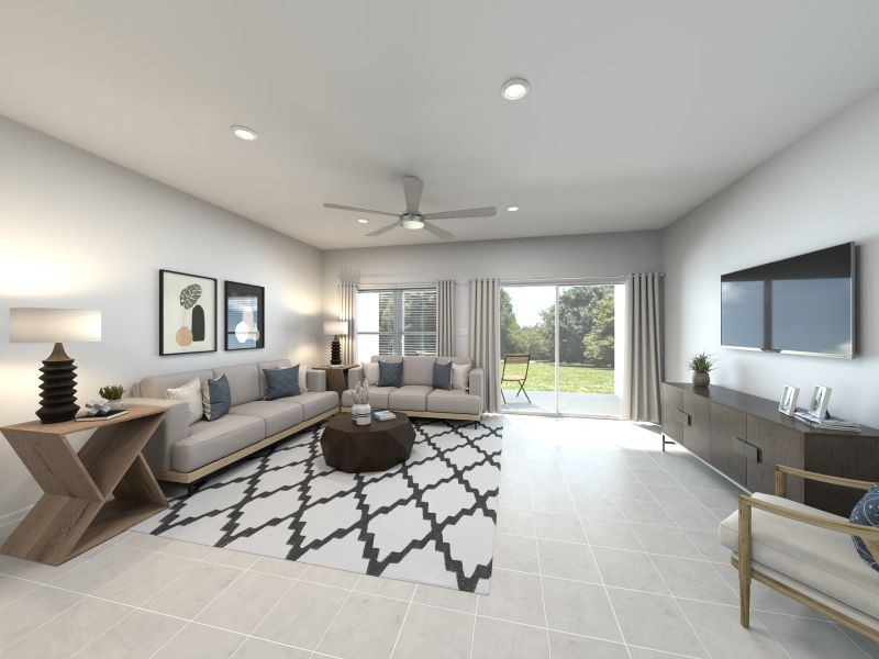 Virtual rendering of living room in Jubilee Select floorplan