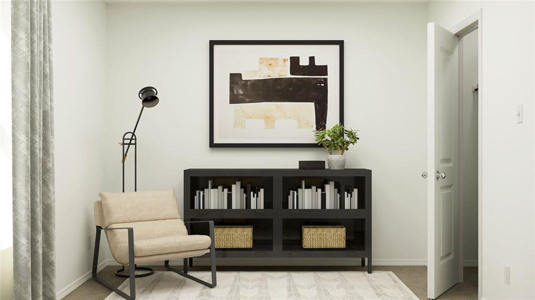 Sitting room with carpet floors