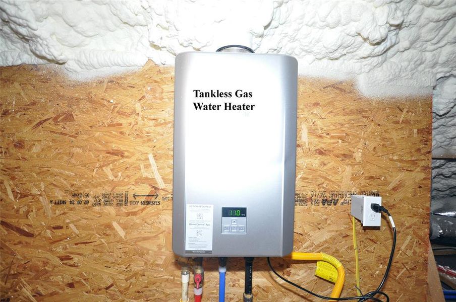 Tankless gas water heater.