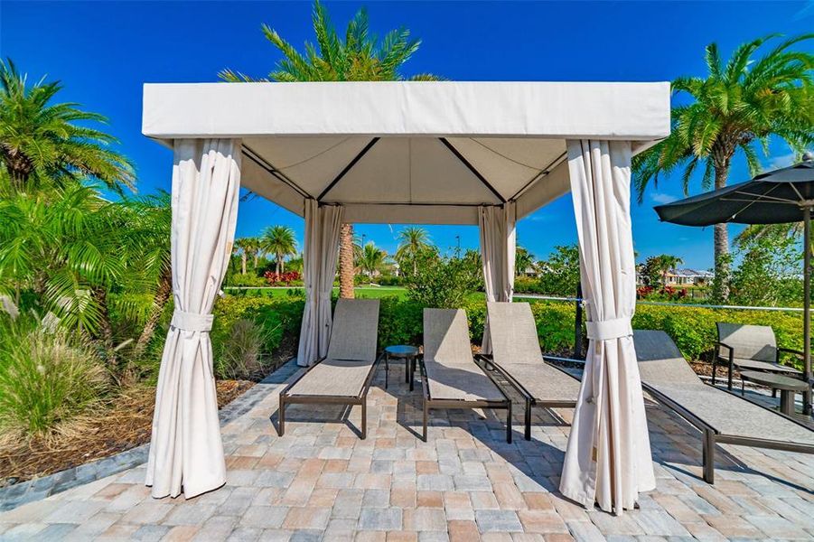 Private cabanas are provided on a first come, first served basis