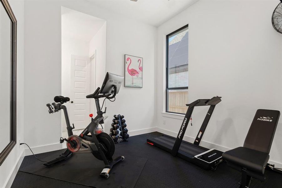 This workout room offers all of the convenience of working out at home!