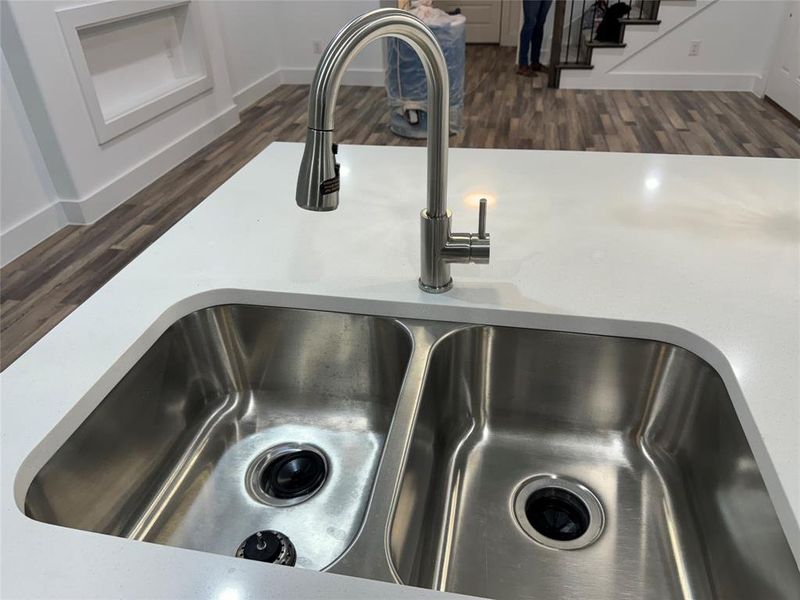 Room details with sink and dark hardwood / wood-style flooring