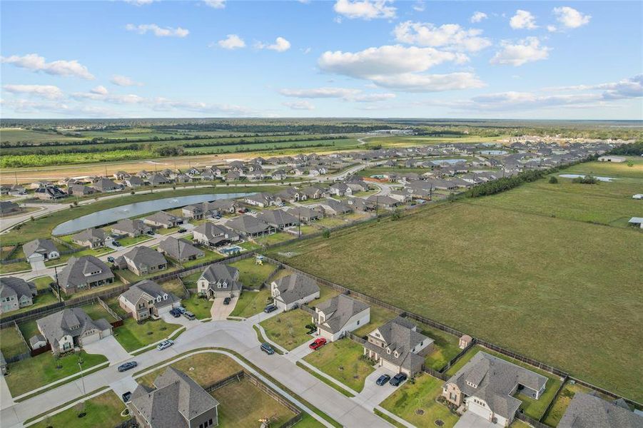 This aerial view highlights the proximity to local amenities and the quiet, desirable neighborhood layout.