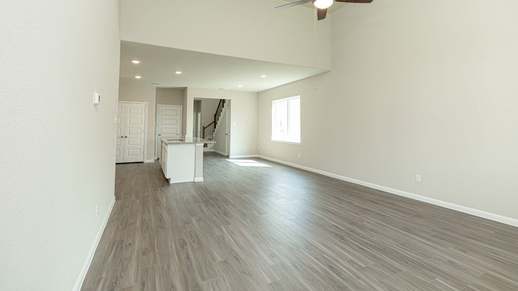 Family Room to Kitchen and Dining Area