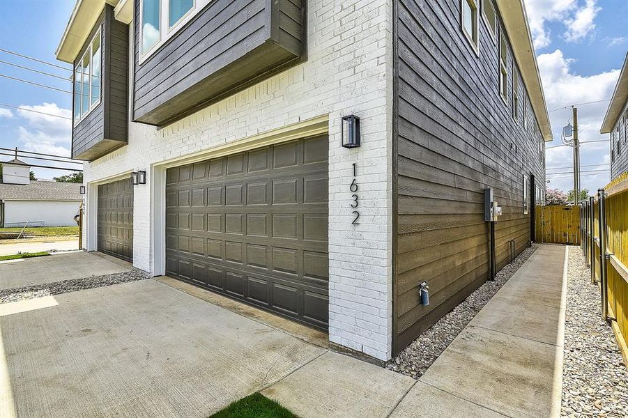 Garage with wood walls