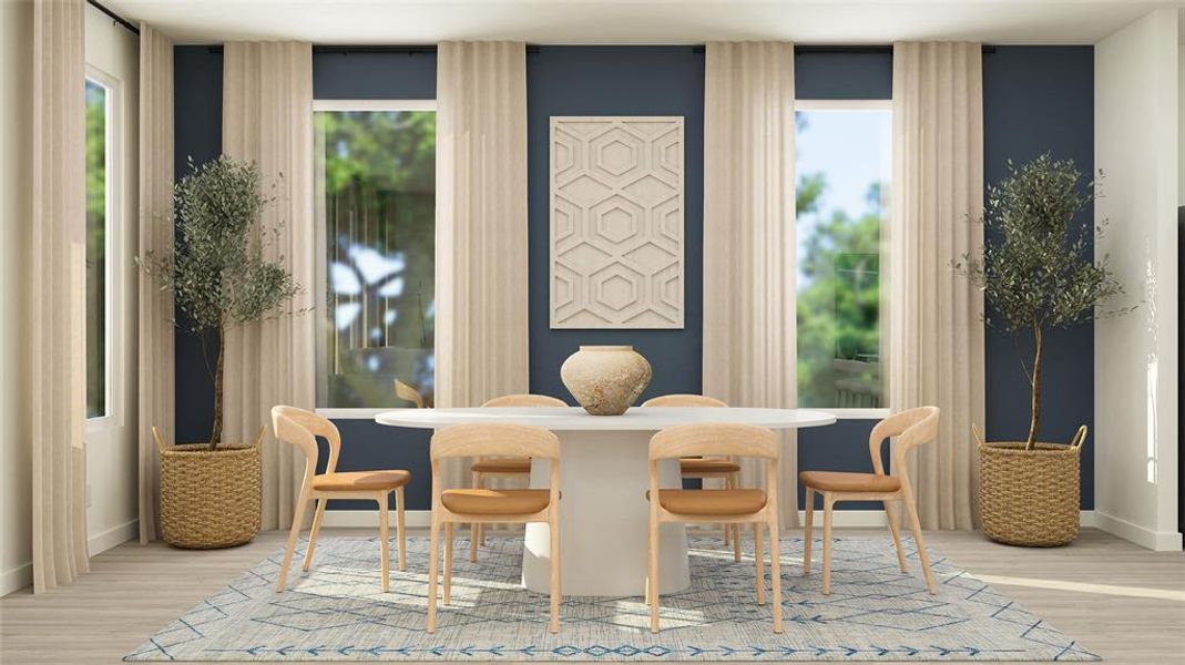 Dining space featuring light hardwood / wood-style floors