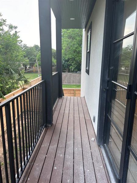 Balcony, take stairs down to backyard