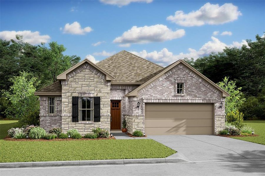 Stunning Pasadena design by K. Hovnanian Homes in elevation RA built in River Ranch Estates. (*Artist rendering used for illustration purposes only. **Actual home will have a 3 car attached garage.)
