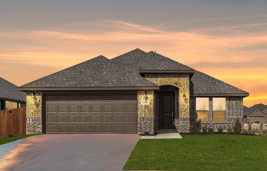 Elevation A with Stone | Concept 1849 at Silo Mills - Select Series in Joshua, TX by Landsea Homes