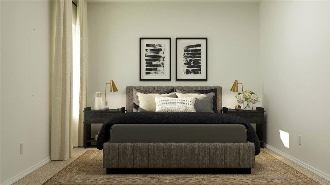 Bedroom with carpet floors