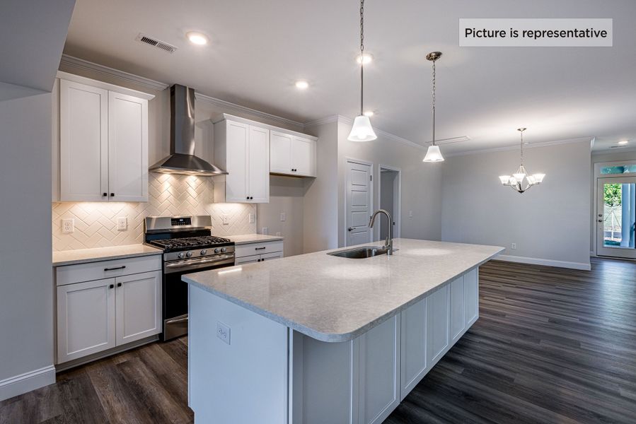 Spacious kitchen with pantry and large island