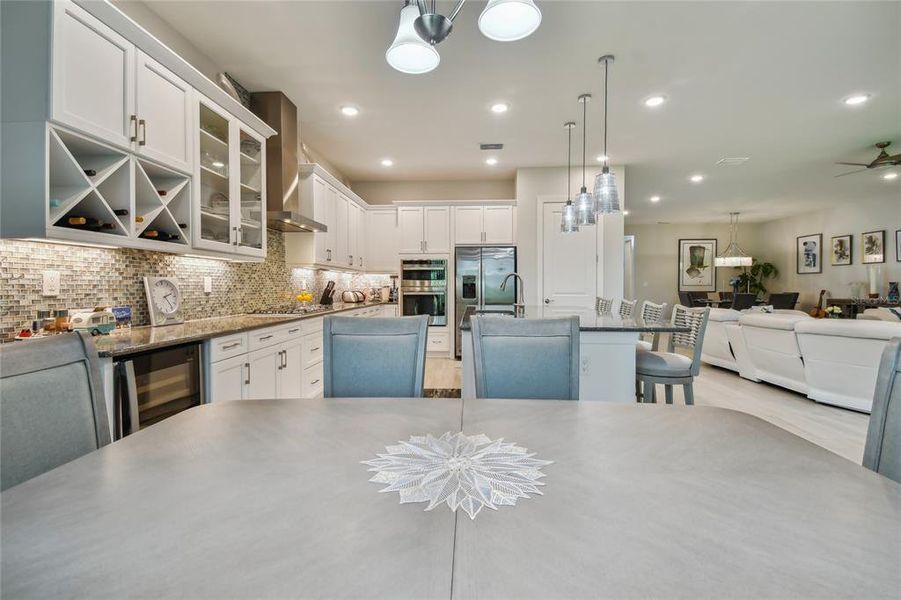 Owner "bumped out" the kitchen to enable the addition of a casual dining area.