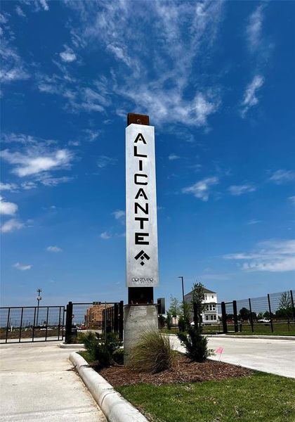 Chic and modern entry sign located just outside of the gate at Alicante.