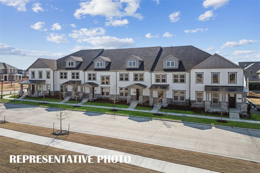 Stylish, new construction, lock and leave living at it's finest now available in one of Frisco's newest communities...Village on Main Street!