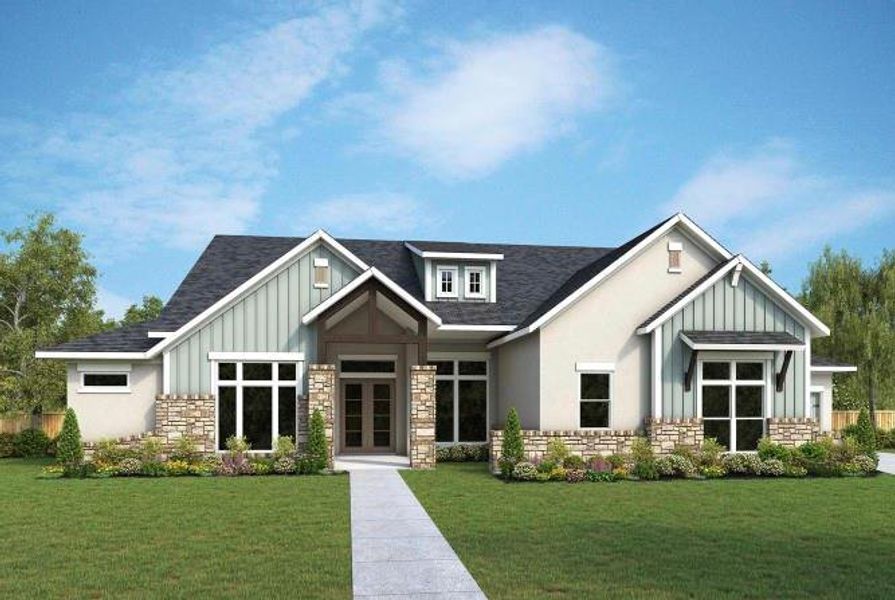 The Gabrielle, a gorgeous one-story plan with side-entry garage. Other elevations available