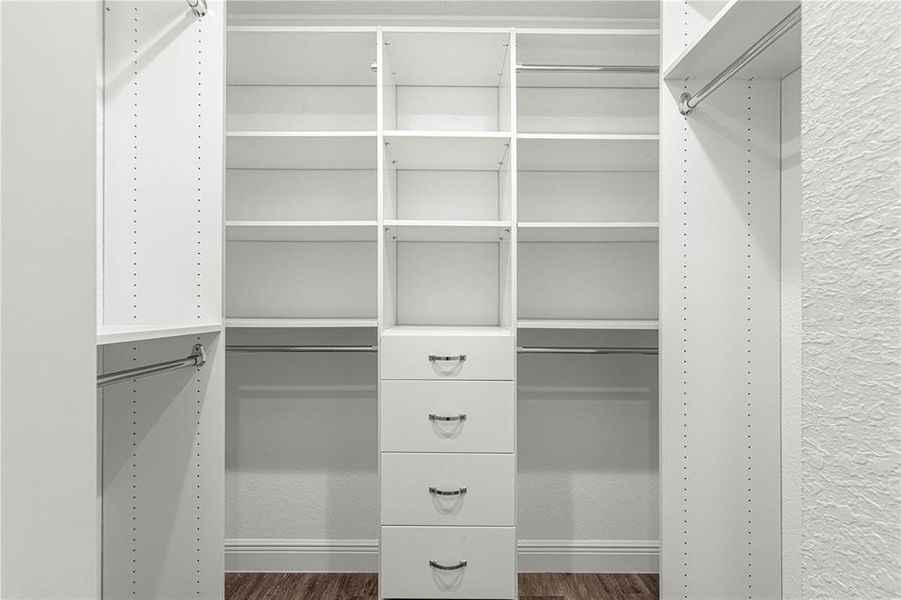 Custom closets in primary bedroom