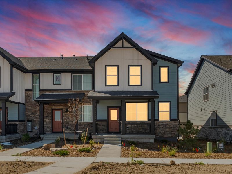 The Woodland floorplan exterior image taken at a Meritage Homes community in Aurora, CO.