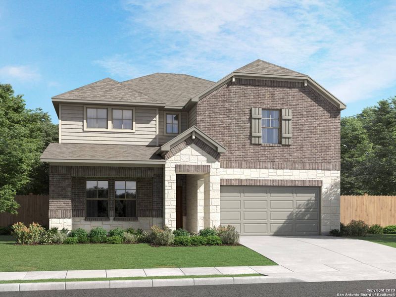 New construction Single-Family house 10640 Yellowtail Blvd, Boerne, TX 78006 The Beckley (C459)- photo