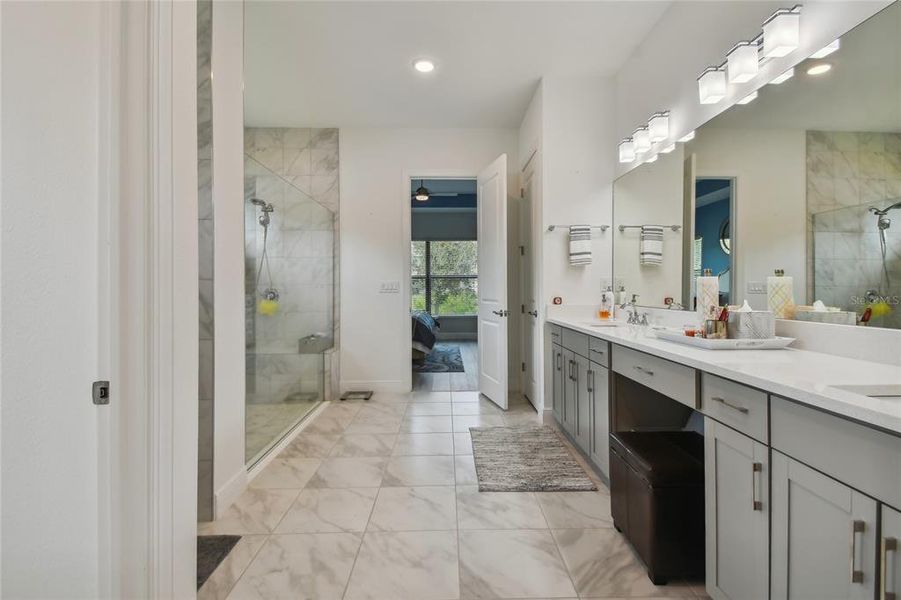 Primary bath with large walk-in shower