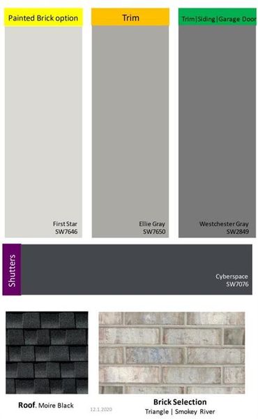 Exterior Colors.
Home is under construction, selections subject to change.