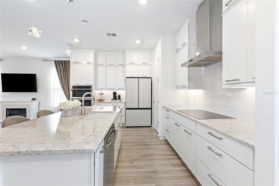 LED illumination underneath the kitchen cabinets