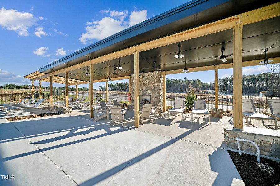 SR pool deck and fireplace