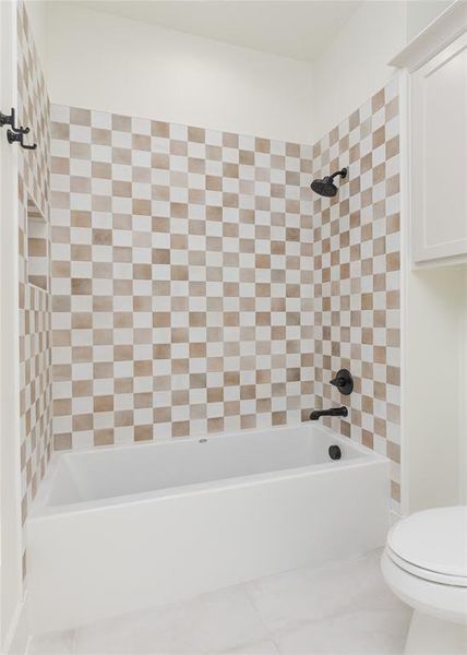 All baths have different high end tile and fixture selections.