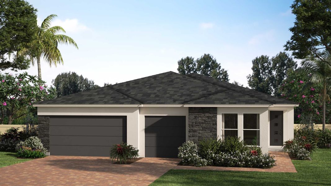 Modern Elevation | Serenity | Courtyards at Waterstone | New homes in Palm Bay, FL | Landsea Homes