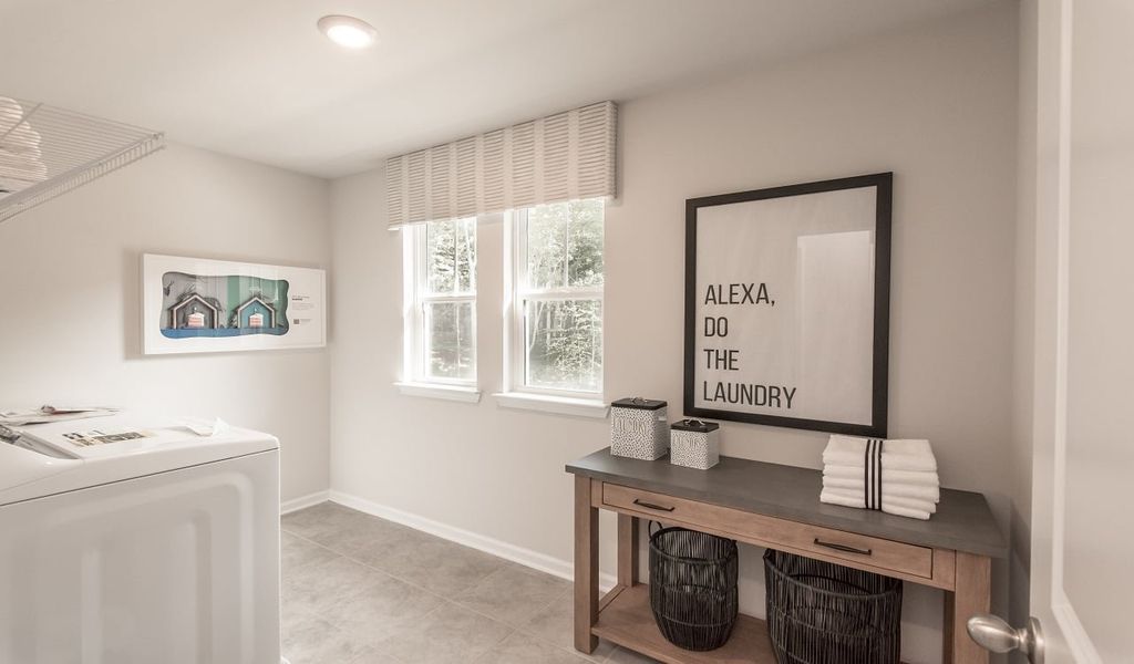 Make folding a breeze in the walk-in laundry room.