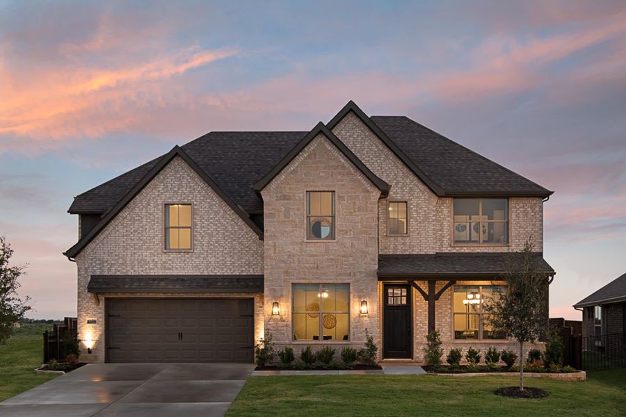 Elevation B with Stone | Concept 3135 at Lovers Landing in Forney, TX by Landsea Homes