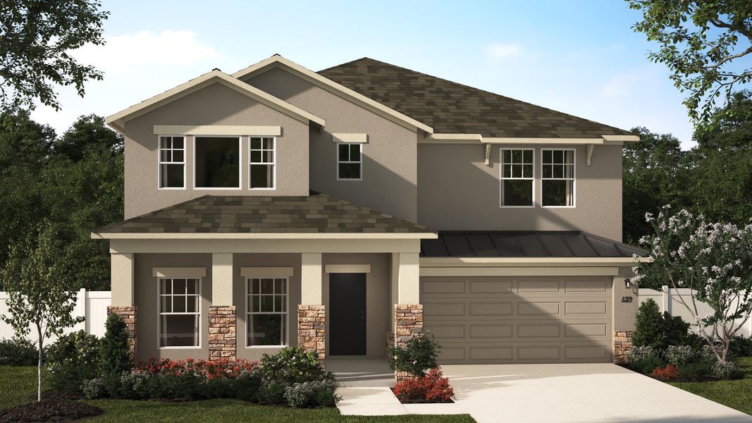 Elevation 3 with Optional Stone - Wilshire by Landsea Homes