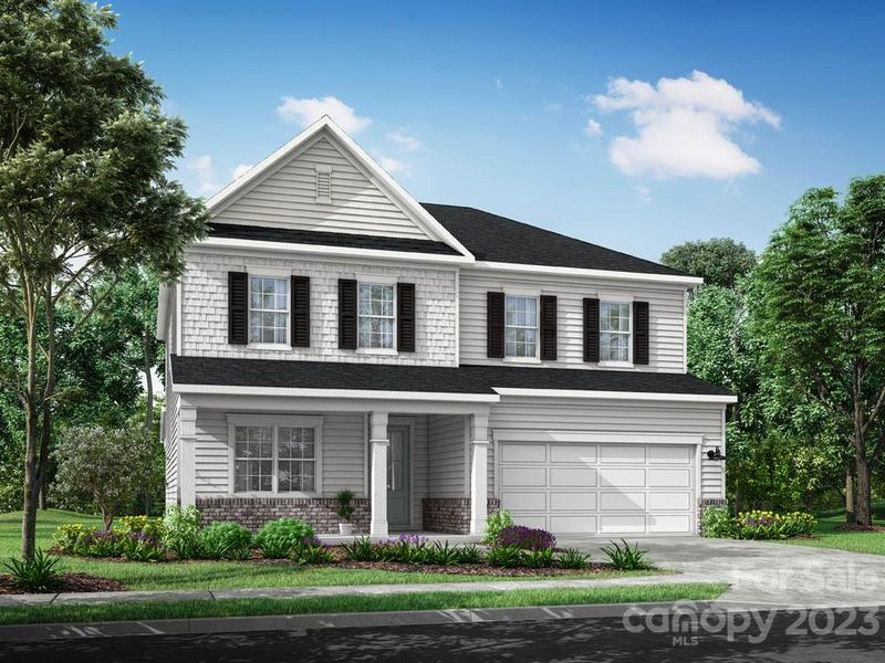 Eckley - The Ramsey Exterior Style A Rendering *actual color scheme and orientation varies on this home